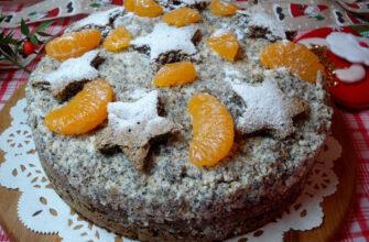 Різдвяний маковий торт з мандаринами - рецепт приготування